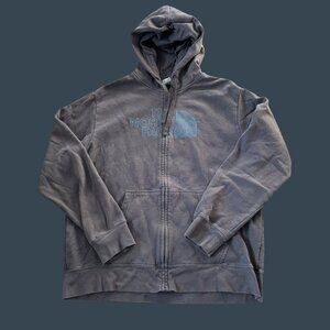 The North Face Mens XL Full-Zip Hoodie Gray With Blue Logo